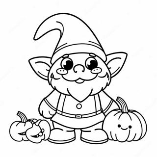 Söt Halloween Tomte med Pumpa Färgläggningssida | Halloween Tomte målarbild