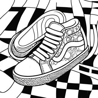 Vans Rutigt Mönster Skor Målarbild | Vans Skor målarbild