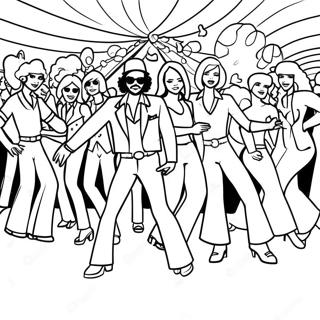 Färgglad 70-tals disco dansfest målarbild | 70-talets Groovy målarbild