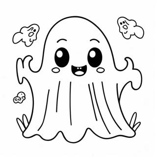Skrämmande kawaii spöke målarbild | Skrämmande Kawaii målarbild