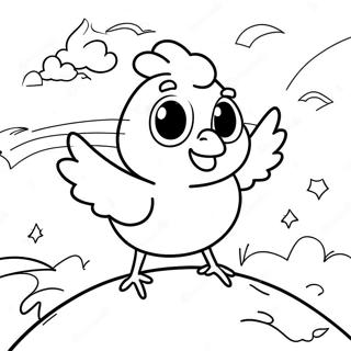 Rolig Chicken Little i himlen färgläggningssida | Kyckling Liten målarbild