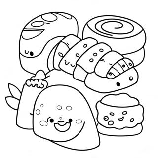 Söta sushi-rullar målarbild | Sushi målarbild