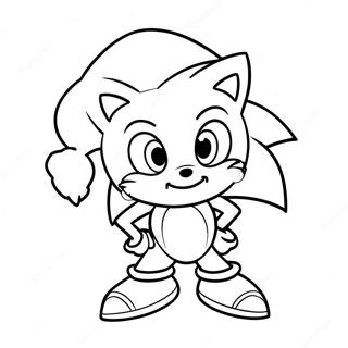 Sonic Igelkotten med Tomteluva Färgläggningssida | Jul Sonic målarbild