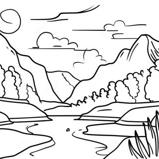 Nationalparkens natursköna landskap färgläggningssida | Nationalpark målarbild