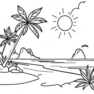 Tropisk Ö Solnedgång Målarbild | Island målarbild