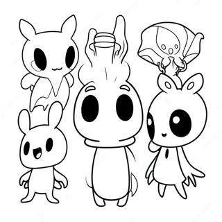 Charmiga Hollow Knight Karaktärer Målarbild | Hål Knight målarbild