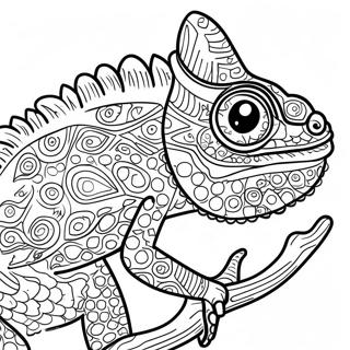 Färgglad kameleont färgläggningssida | Reptil målarbild
