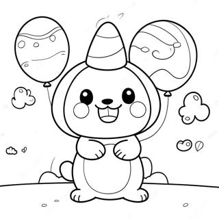 Söt Pochacco med ballonger målarbild | Pochacco målarbild