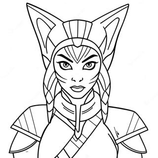 Ahsoka Tano Färgläggningssida | Ahsoka Tano målarbild