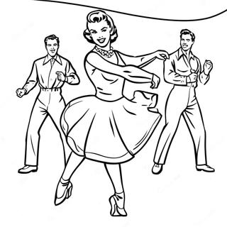 1950-tals Rock and Roll Dansare Målarbild | 1950-talet målarbild