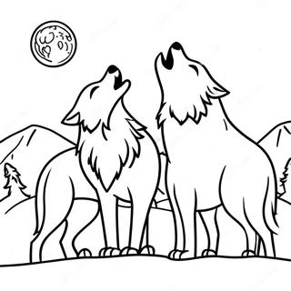 Timberwolves som ylar mot månen färgläggningssida | Timberwolves målarbild