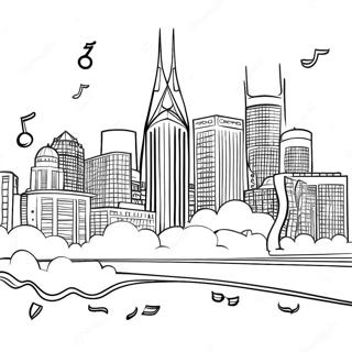 Nashville Skyline med Musiknoter Målarbild | Countrymusik målarbild