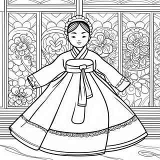Koreansk Traditionell Hanbok Målarbild | Koreansk målarbild