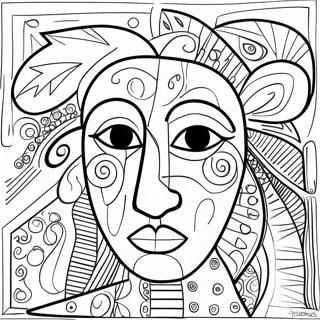 Abstrakt Picasso-stil färgläggningssida | Picasso målarbild