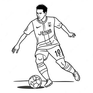 Neymar dribblar förbi försvarare färgläggningssida | Neymar PSG målarbild