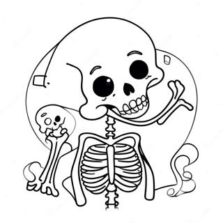 Vitsiga skelett färgläggningssida | Mörk Humor målarbild