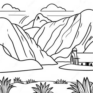 Peru landskap färgläggningssida | Peru målarbild