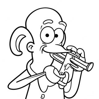 Squidward Spelar Klarinett Målarbild | Bläckfisk målarbild