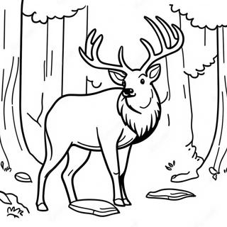 Storslagen Älg i Skogen Färgläggningssida | Älg målarbild