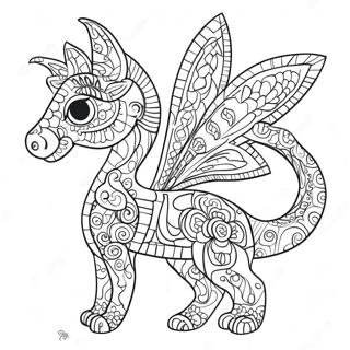 Färgglada Alebrijes med mönster färgläggningssida | Alebrijes målarbild
