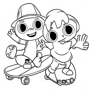 Coola Homies på Skateboard Målarbild | Kompisar målarbild