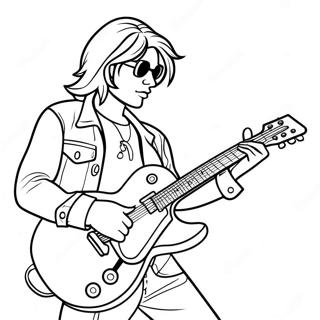 Rock och roll gitarrist färgläggningssida | Rock and Roll målarbild