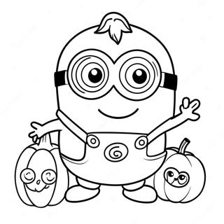 Söt Halloween Minion med pumpa färgläggningssida | Halloween Minion målarbild