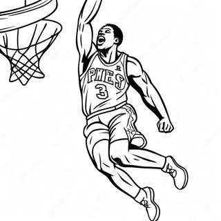 76ers Basketspelare Dunkar Färgläggningssida | 76ers målarbild