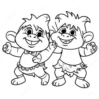 Glada Troll Dansar Målarbok | Viva Troll målarbild