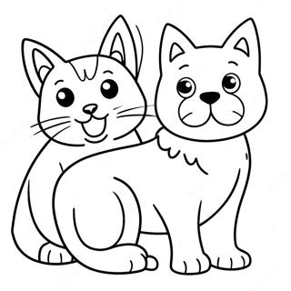 Hund och katt färgläggningssida | Hund och Katt målarbild