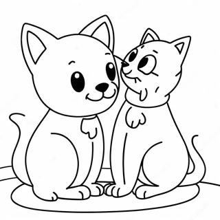 Lekfull hund och katt färgläggningssida | Hund och Katt målarbild