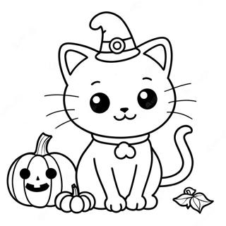 Halloween katt färgläggningssida | Halloween Katt målarbild