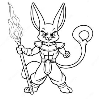 Beerus med Sin Stafett Målarbild | Beerus målarbild