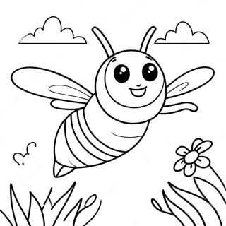 Söt humla som flyger färgläggningssida | Humla målarbild