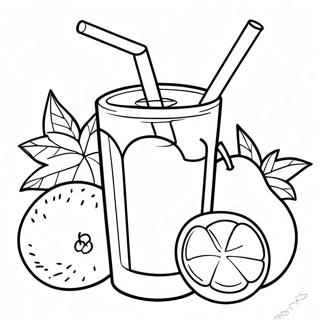 Uppfriskande Fruktjuice Färgläggningssida | Dryck målarbild