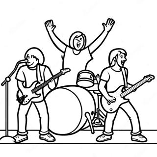 Energetisk Rockband Framträdande Färgläggningssida | Rockband målarbild