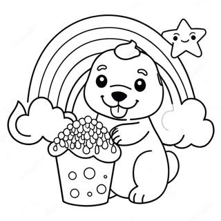 Magisk Puppycorn i en Regnbåge Målarbild | Puppycorn målarbild