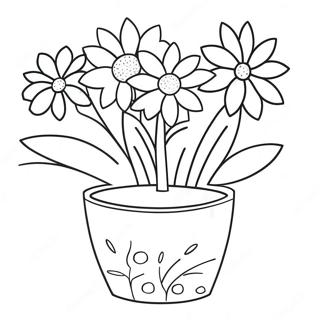 Blomkruka med färgglada blommor färgläggningssida | Blomkruka målarbild