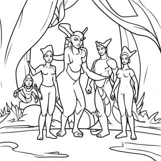 Na'vi Familjescen Målarbild | Avatar Vattnets väg målarbild