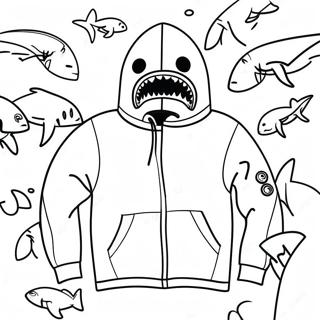 Bape Shark Hoodie Färgläggningssida | Bape målarbild