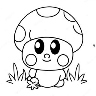 Söt Mario Svamp med Leende Ansikte Färgläggningssida | Mario Svamp målarbild