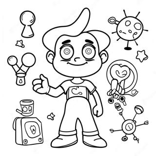 Jimmy Neutron med sina Uppfinningar Målarbild | Jimmy Neutron målarbild