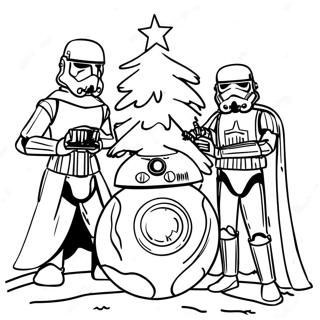 Festliga Star Wars-karaktärer dekorerar en gran färgläggningssida | Star Wars Jul målarbild
