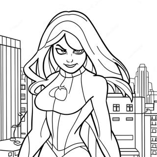 Gwen Stacy i Spider-Man kostym färgläggningssida | Gwen Stacy målarbild