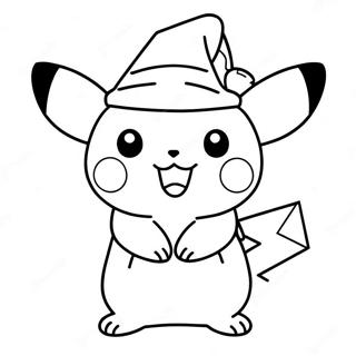 Pikachu i en Tomteluva Målarbild | Jul Pokemon målarbild