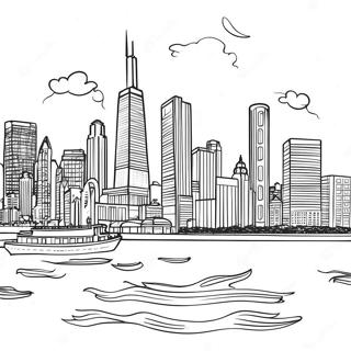 Chicago Skyline Målarbild | Chicago målarbild