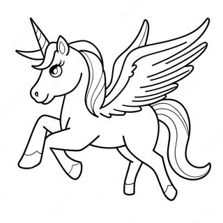 Magisk alicorn i flykt färgläggningssida | Alicorn målarbild
