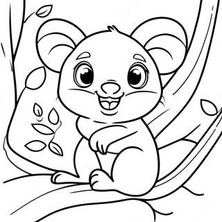 Lekfull Opossum i ett Träd Målarbild | Possum målarbild