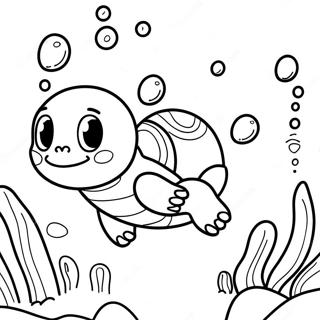 Squirtle simmar i havet färgläggningssida | Squirtle målarbild