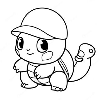 Söt Squirtle med hatt färgläggningssida | Squirtle målarbild